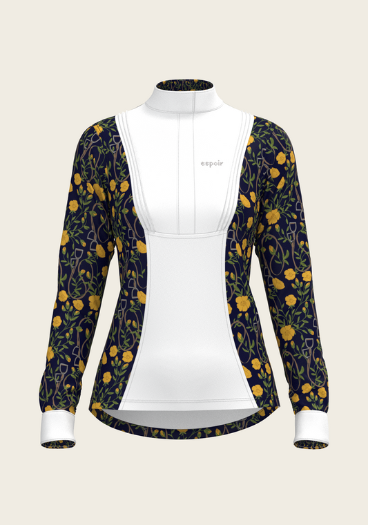 Navy Stirrups Short Pleated Long Sleeve Show Shirt