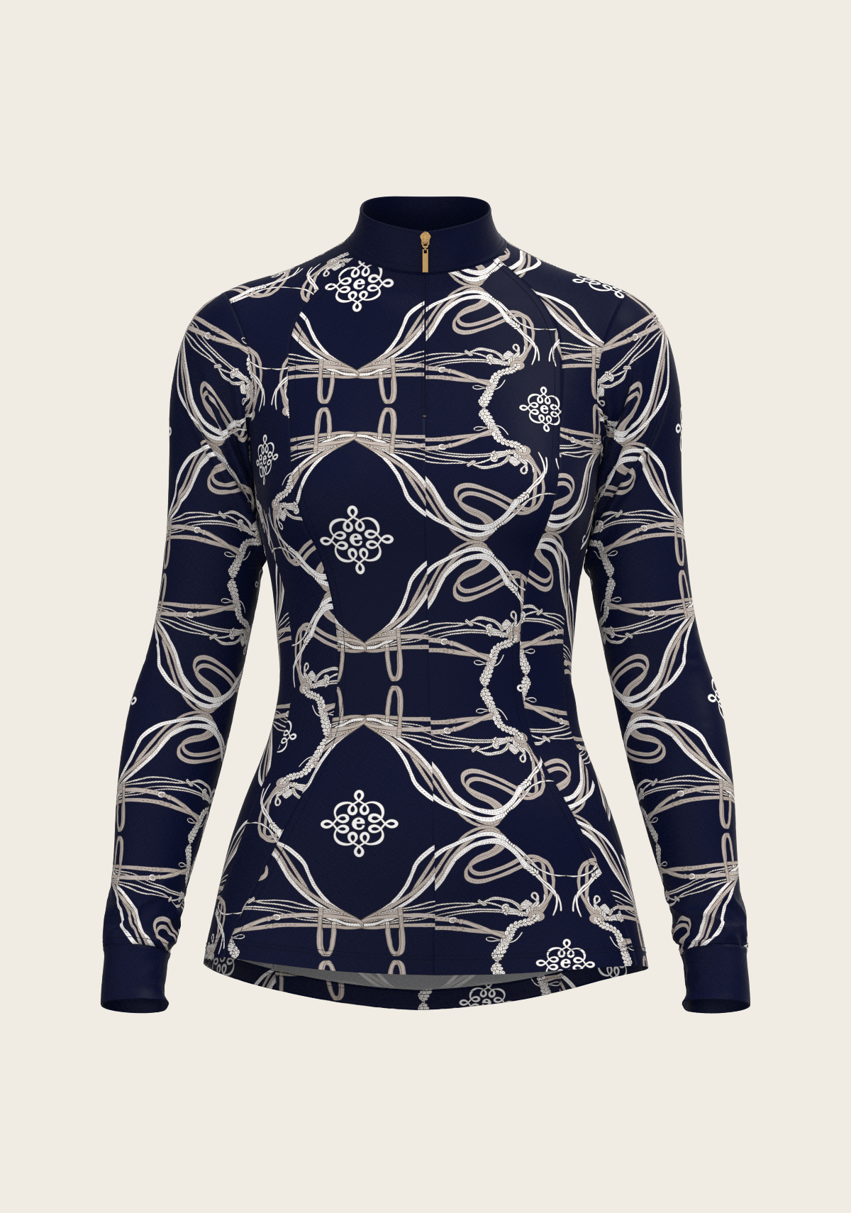 Roped Bridles on Navy Quarter Zip Sun Shirt