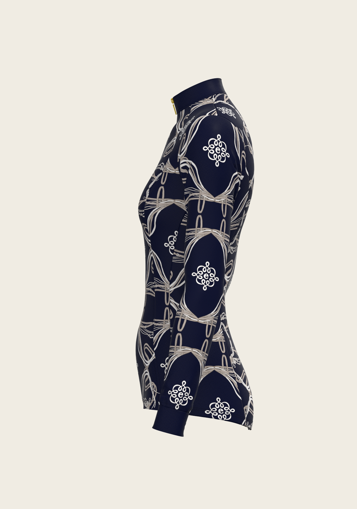 Roped Bridles on Navy Quarter Zip Sun Shirt