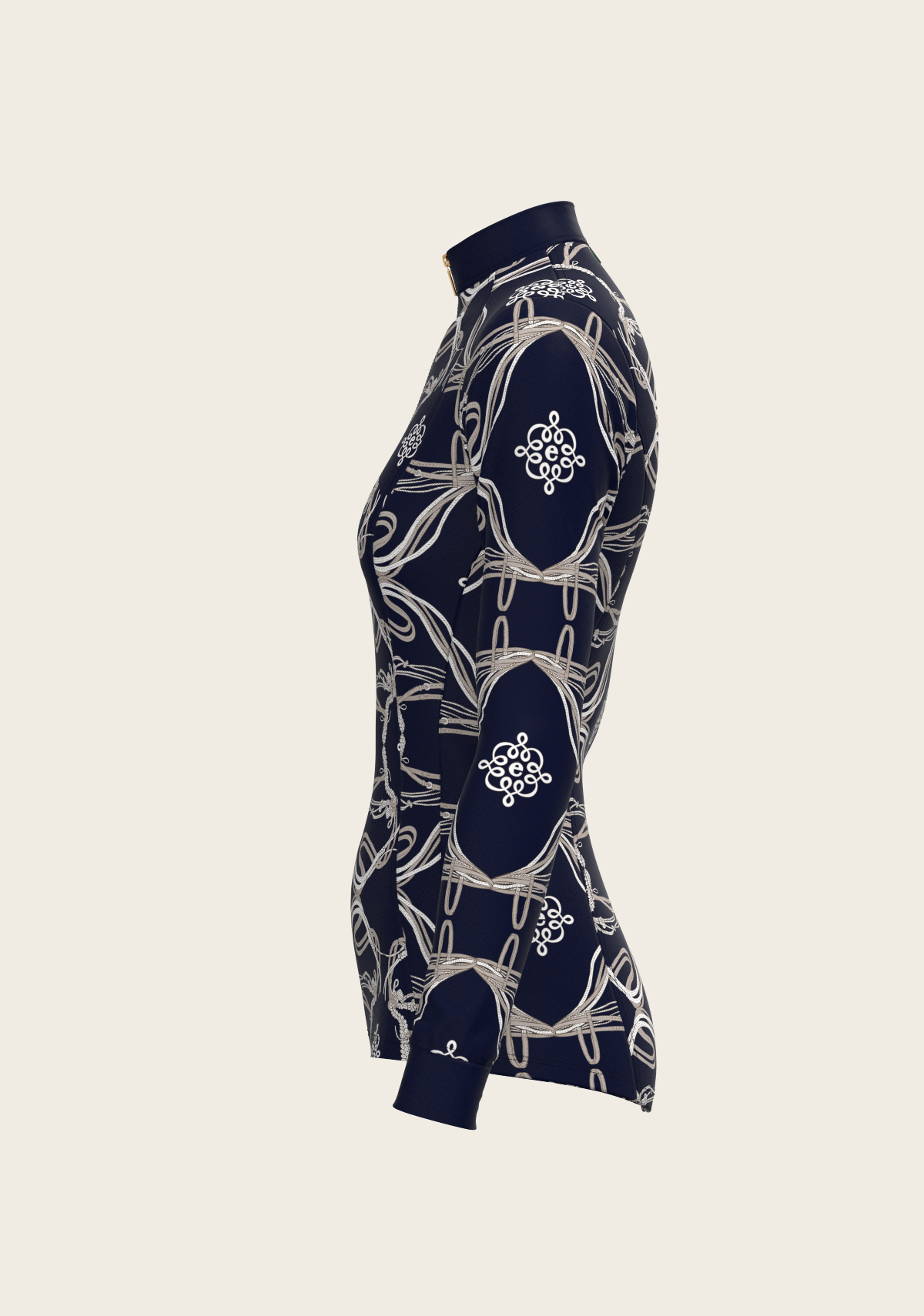 Roped Bridles on Navy Quarter Zip Sun Shirt