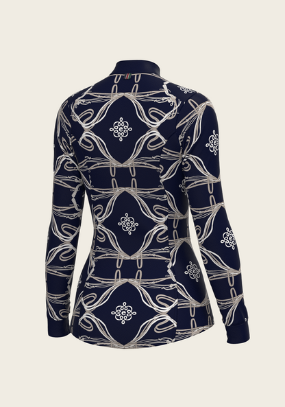 Roped Bridles on Navy Quarter Zip Sun Shirt