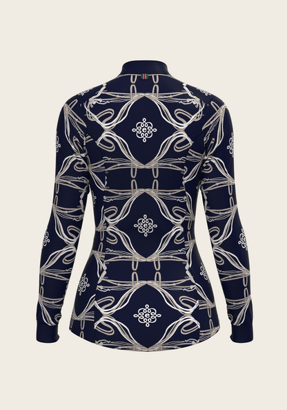 Roped Bridles on Navy Quarter Zip Sun Shirt