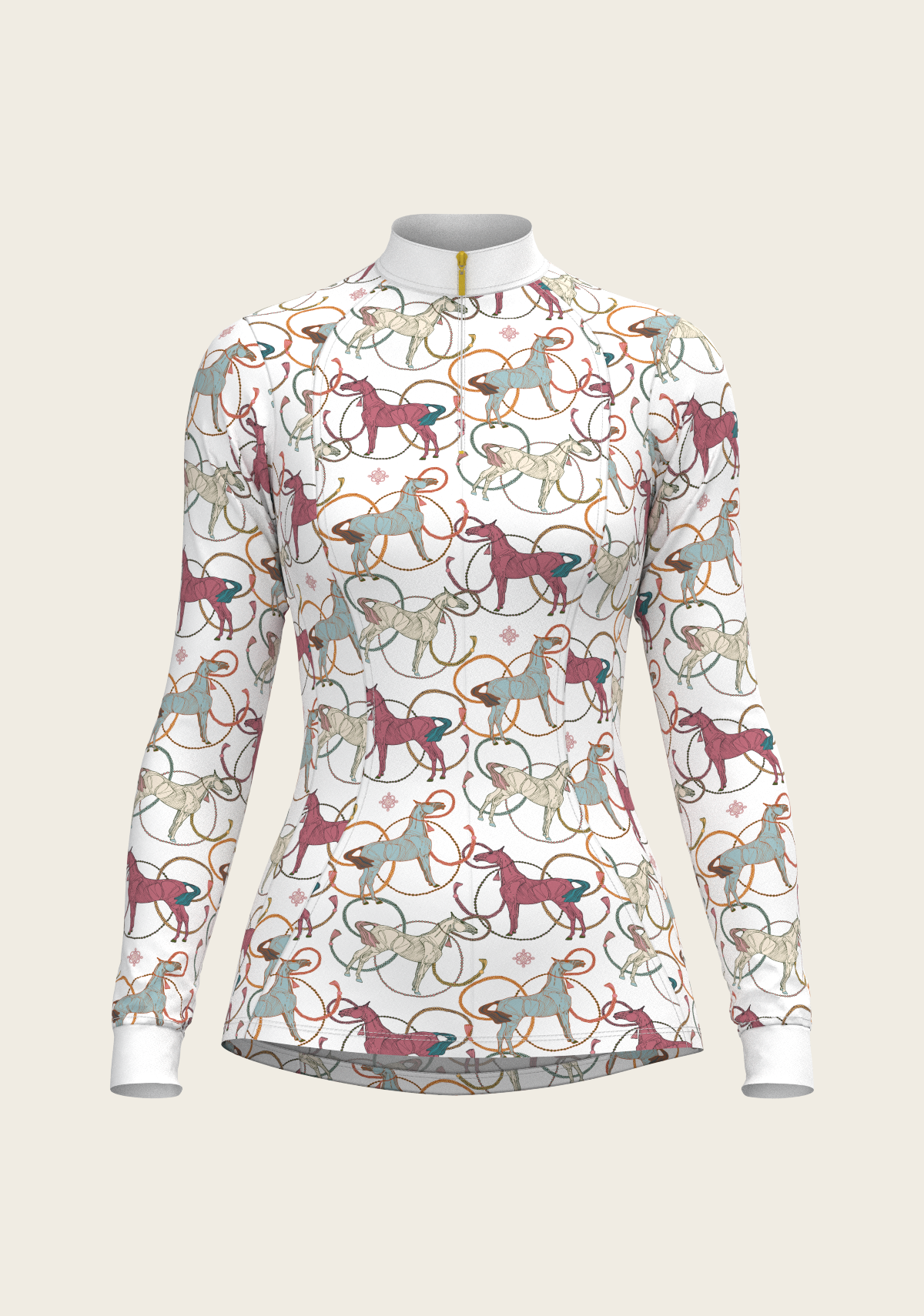 Colourful Horses Quarter Zip Sun Shirt