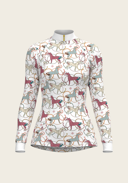 Colourful Horses Quarter Zip Sun Shirt