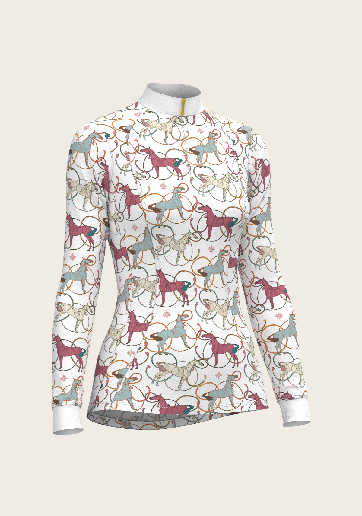 Colourful Horses Quarter Zip Sun Shirt