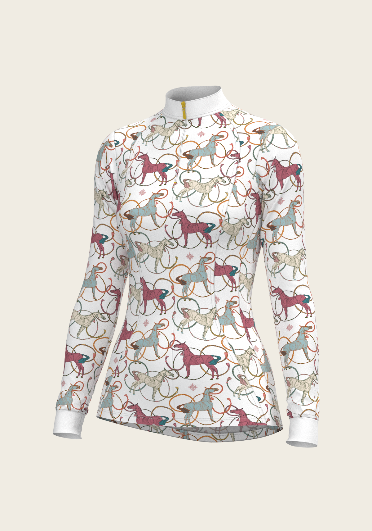 Colourful Horses Quarter Zip Sun Shirt