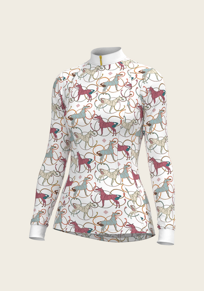 Colourful Horses Quarter Zip Sun Shirt