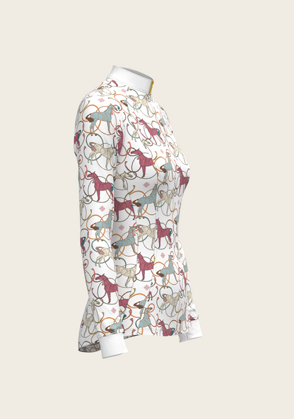 Colourful Horses Quarter Zip Sun Shirt