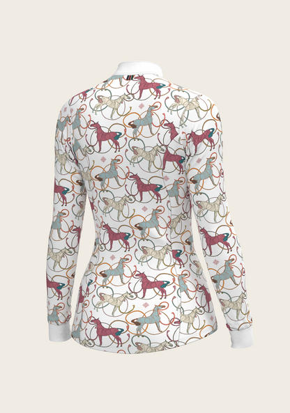 Colourful Horses Quarter Zip Sun Shirt