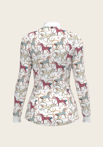 Colourful Horses Quarter Zip Sun Shirt