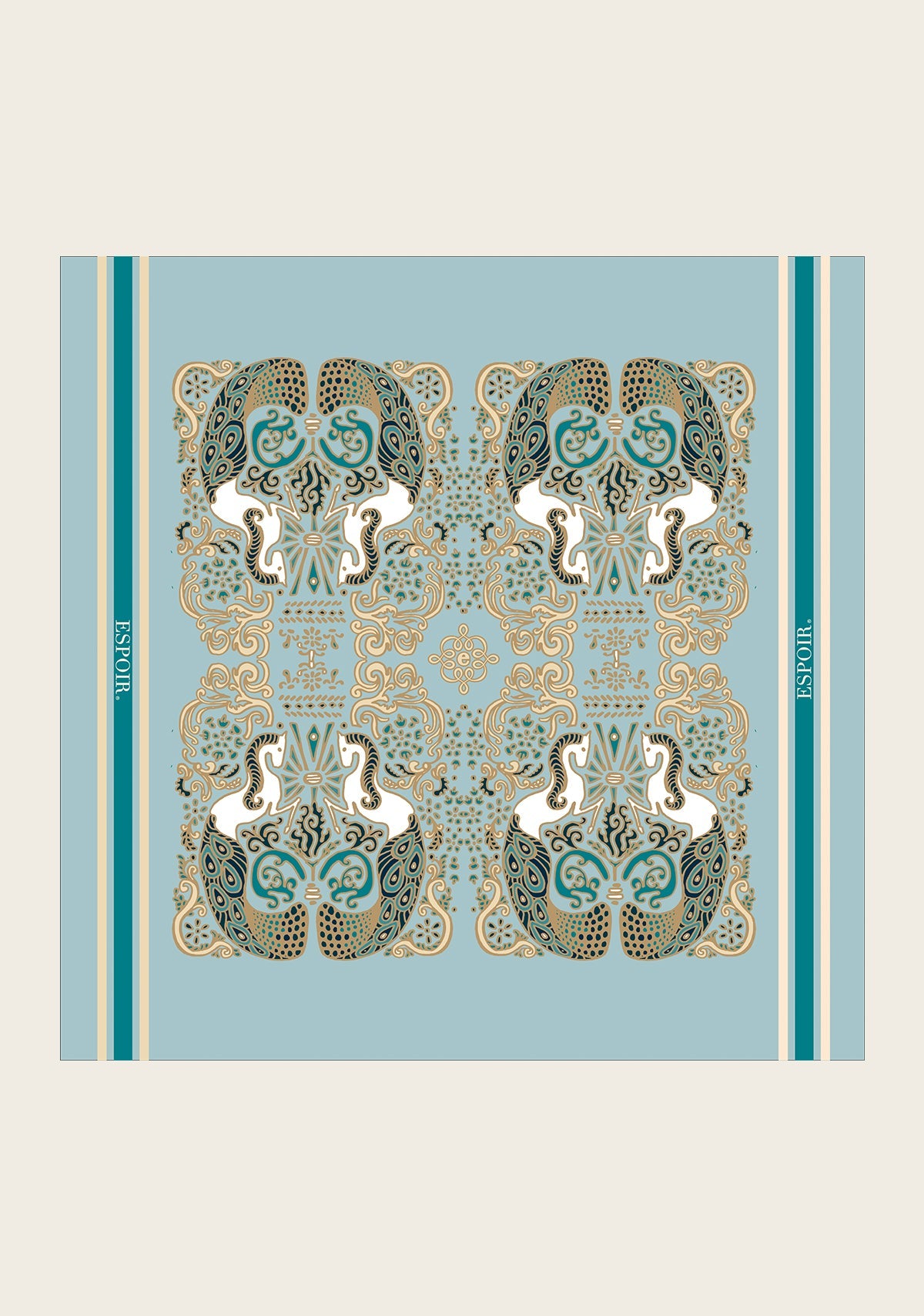 Mermaid Horses on Skye Blue Square Scarf
