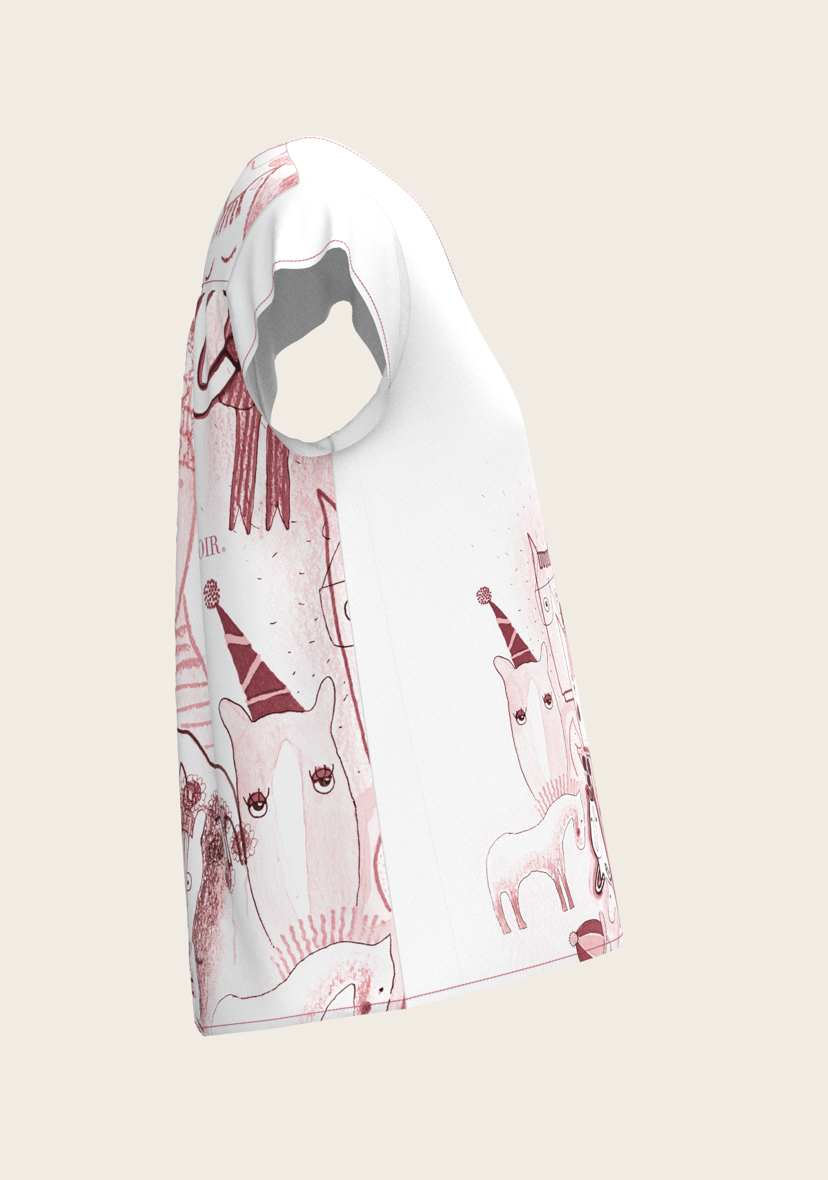 The Horse Fair in Rose Loose Fitting V Neck Shirt