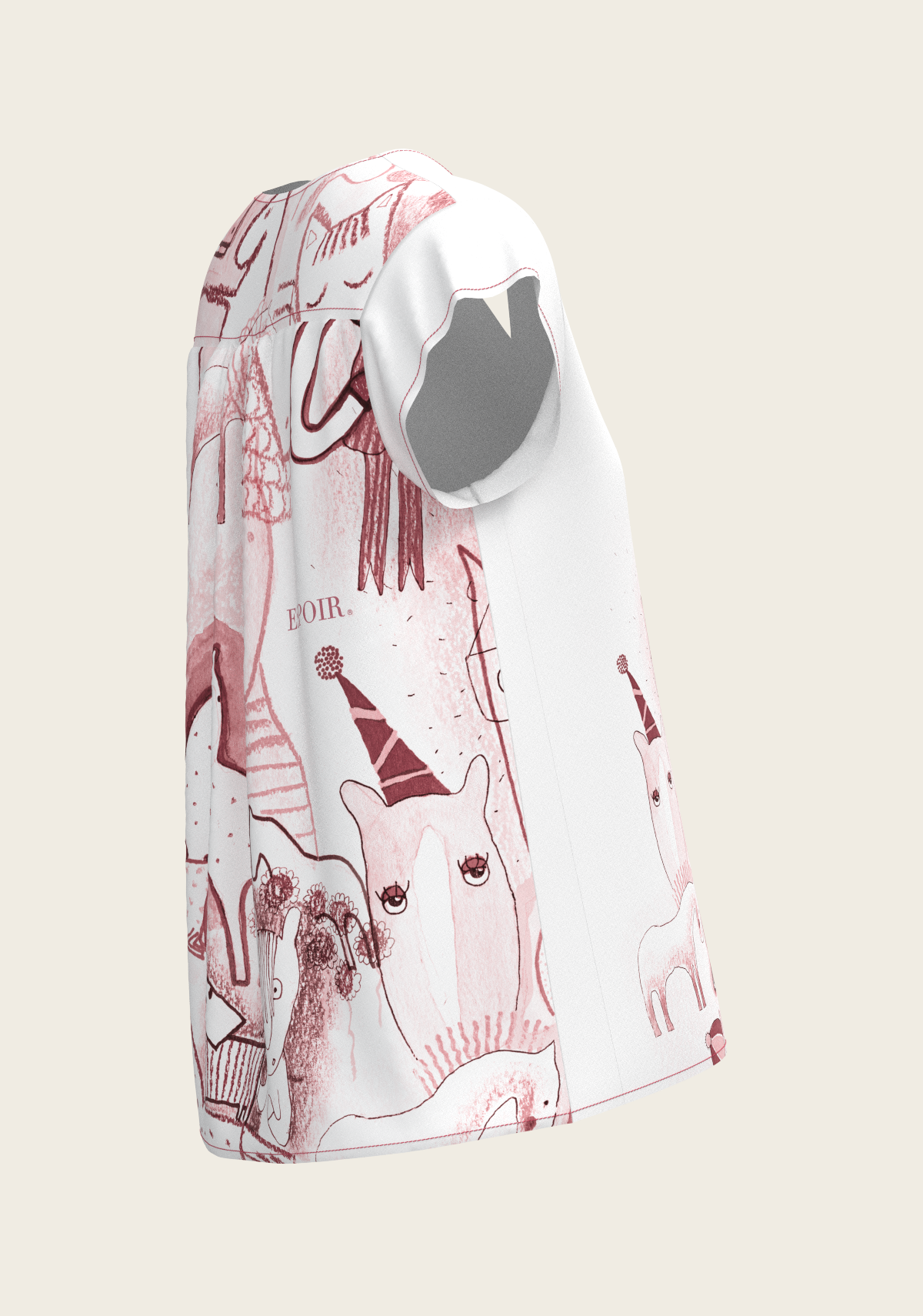 The Horse Fair in Rose Loose Fitting V Neck Shirt