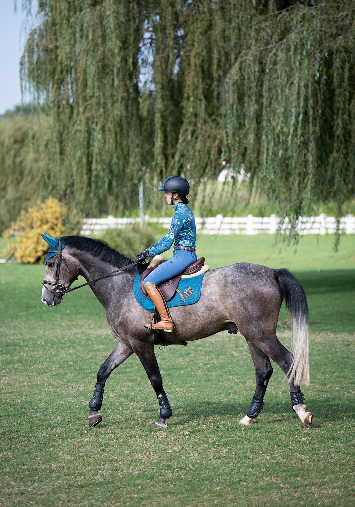 Mint Magic on Harbor Blue Quarter Zip Sun Shirt