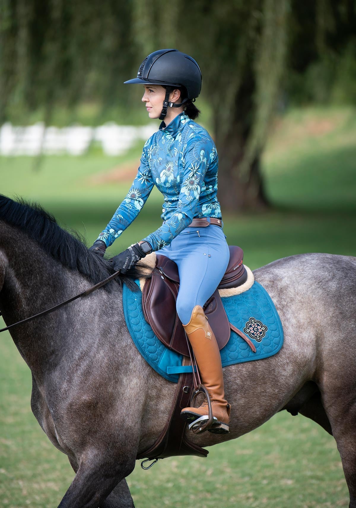 Mint Magic on Harbor Blue Quarter Zip Sun Shirt