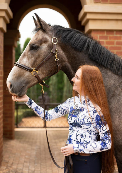 Botanical Blue Quarter Zip Sun Shirt