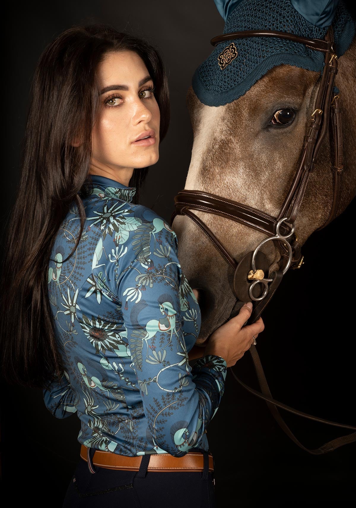 Mint Magic on Harbor Blue Quarter Zip Sun Shirt