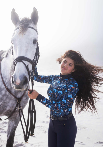  Forest on Navy Quarter Zip Sun Shirt
