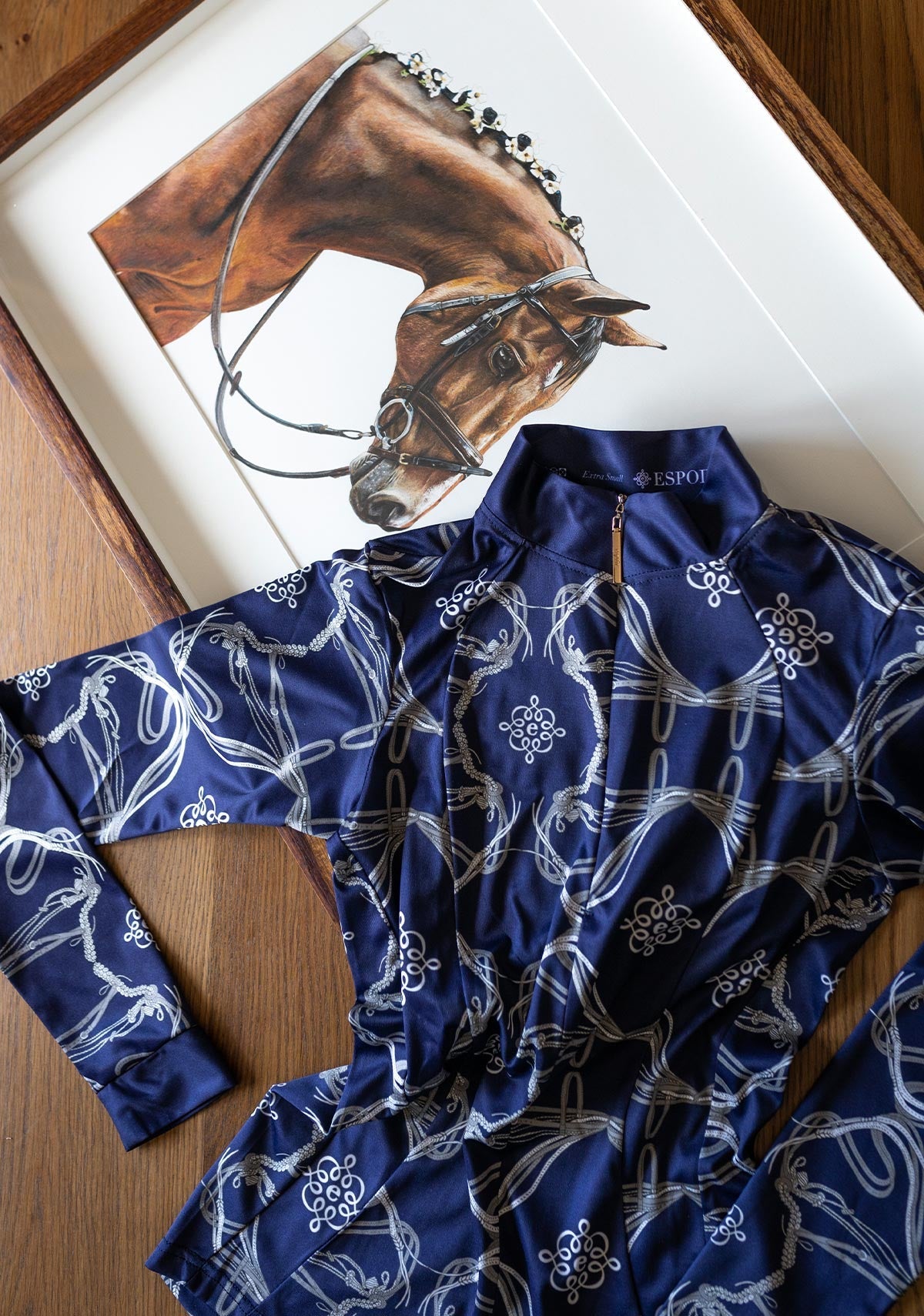 Roped Bridles on Navy Quarter Zip Sun Shirt