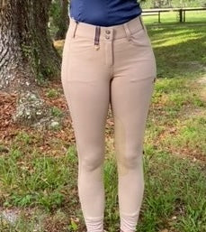 Coquet High Waist Hunter Coolmax Tan Knee Patch Breeches