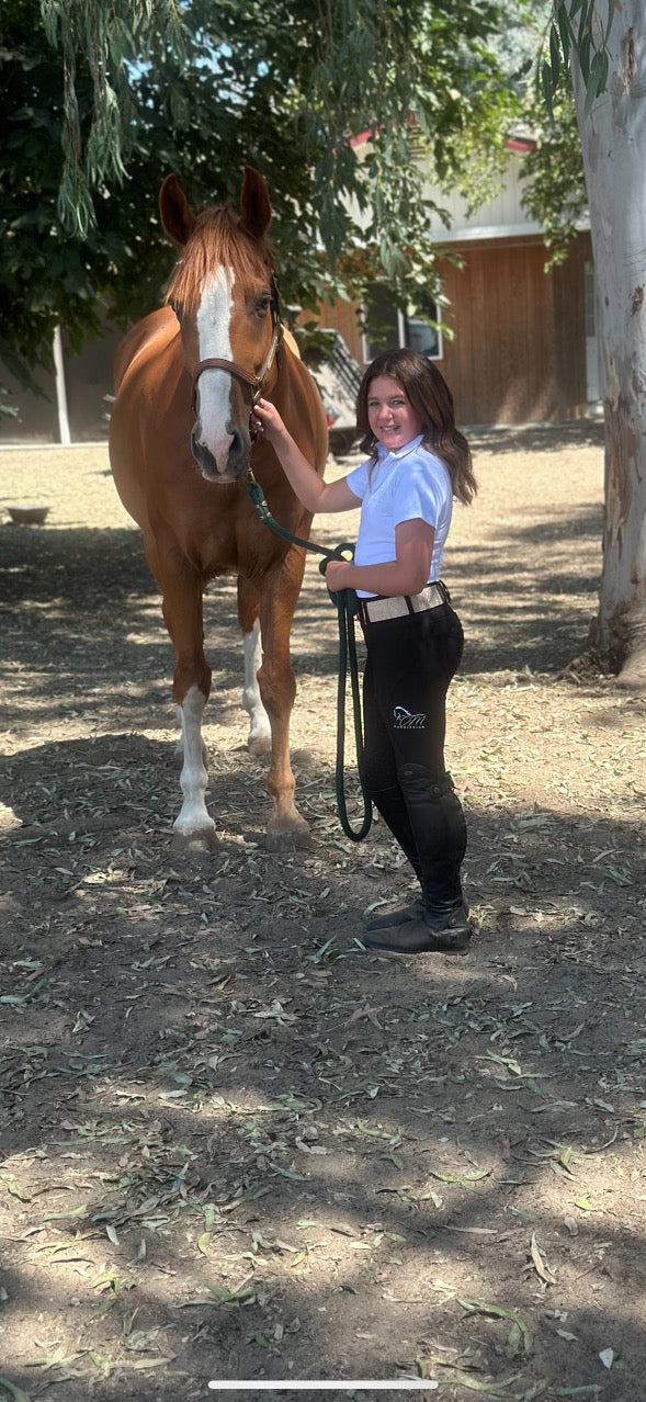 Equestrian, short sleeve zip up shirt CM Equestrian logo