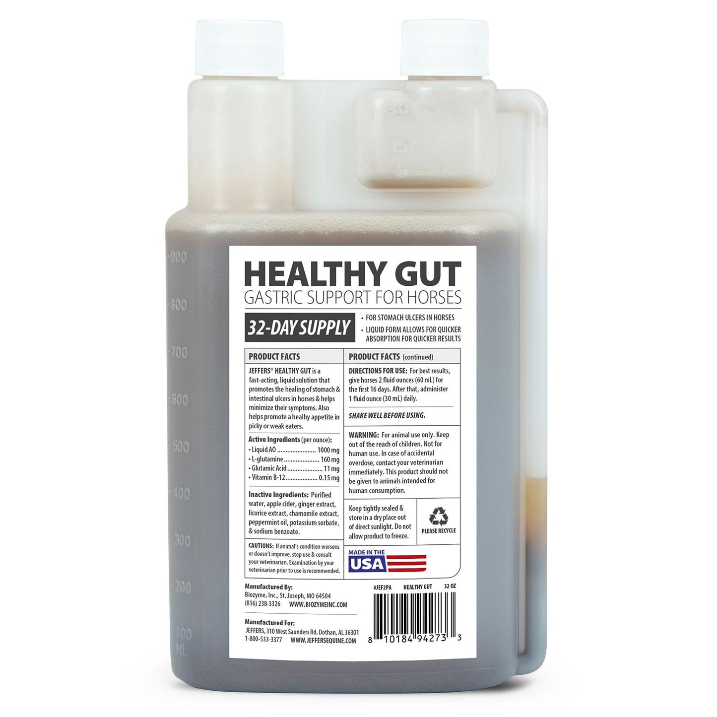 Jeffers Healthy Gut Gastric Support Liquid Supplement for Horses