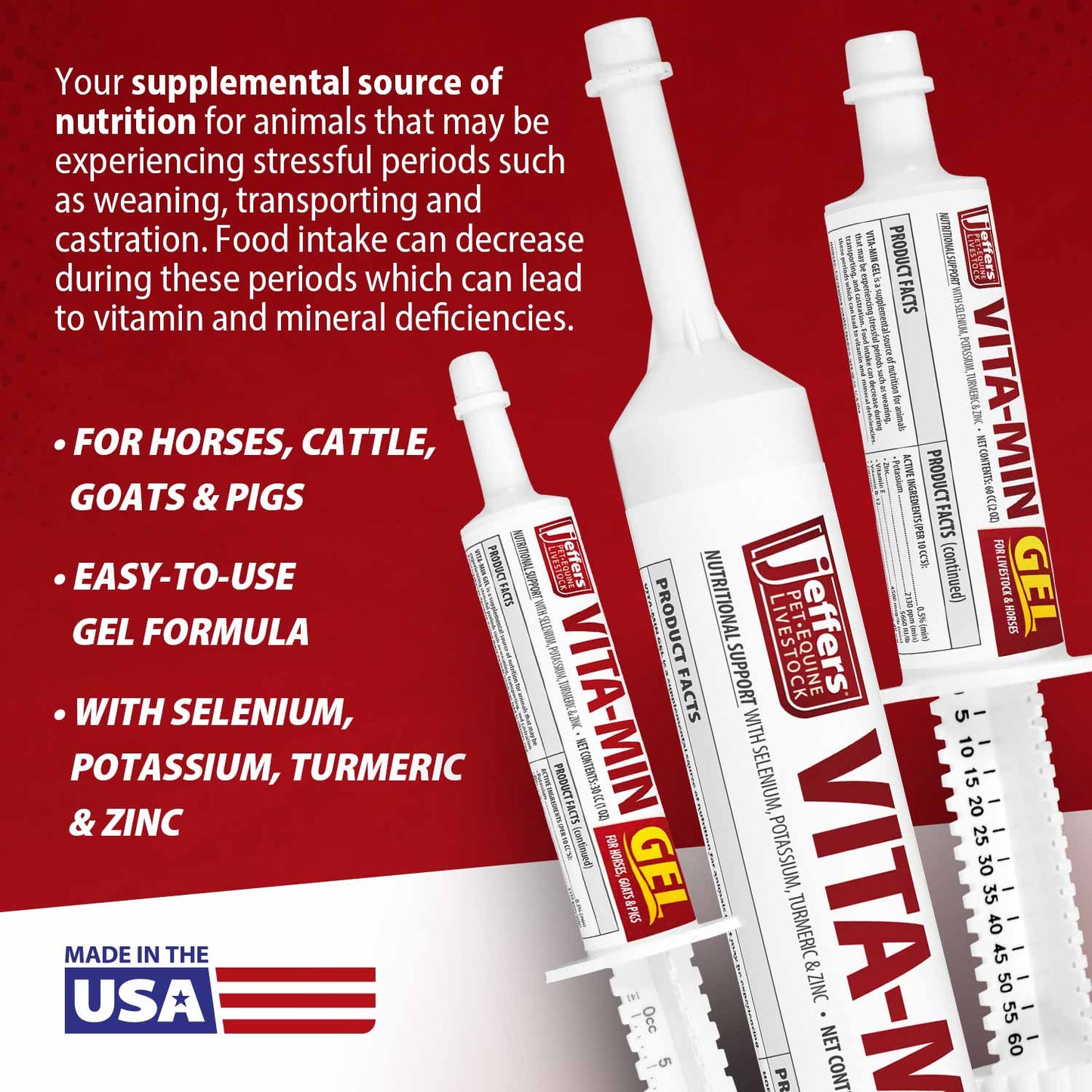 Jeffers Vita-Min Gel with Vit E & B12 for Cattle, Horses, Sheep, Goats & Swine