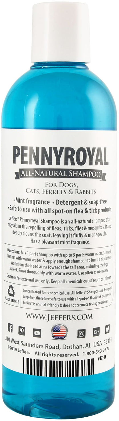 Jeffers Natural Flea & Tick Pennyroyal Pet Shampoo - Aids in Repelling Fleas, Ticks, Flies & Mosquitos