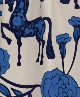 Peony in Blue Ladies Loose Fitting Shirt